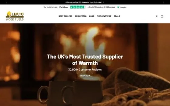 Lekto Woodfuels store homepage